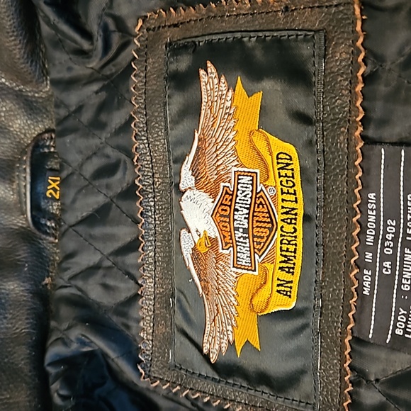 Harley Davidson Mens Brown Leather Jacket with lining. - Picture 2 of 5